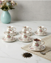 Wildflower Symphony Tea Cup With Saucer - Set Of 6 