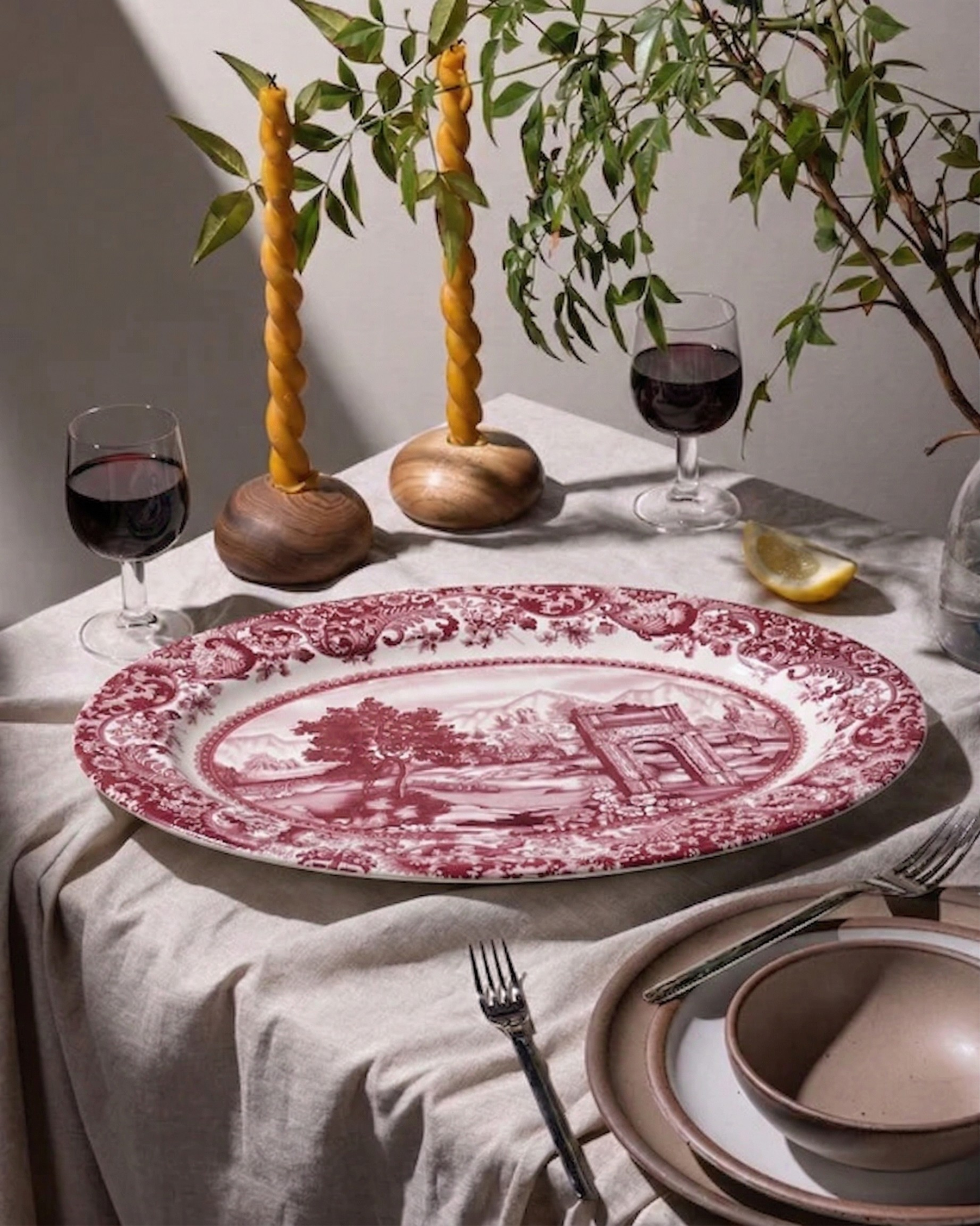 Roman Pink Ceramic Platter 