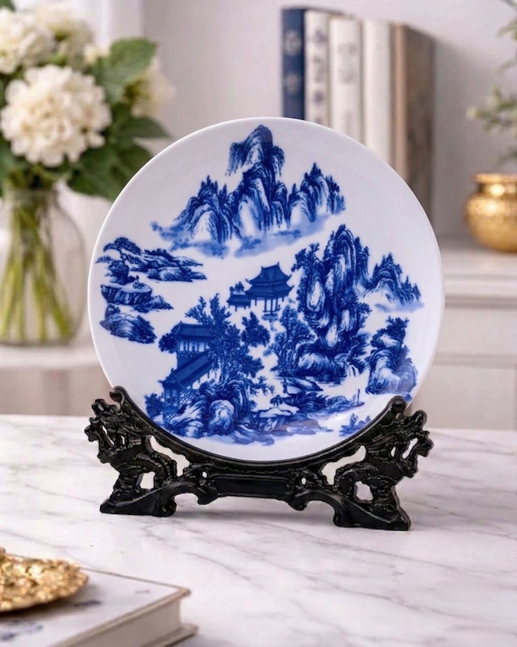 Blue & White  Decorative Plate -36cm 