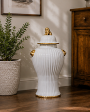 Luxe Monochrome White Foo Dog Temple Jar- Large - 66 cm