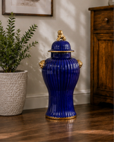 Luxe Royal Blue Foo Dog Temple Jar - Large - 66 cm 