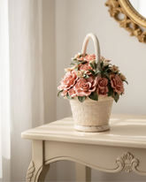 Porcelain Flower Basket Tabletop Decor 