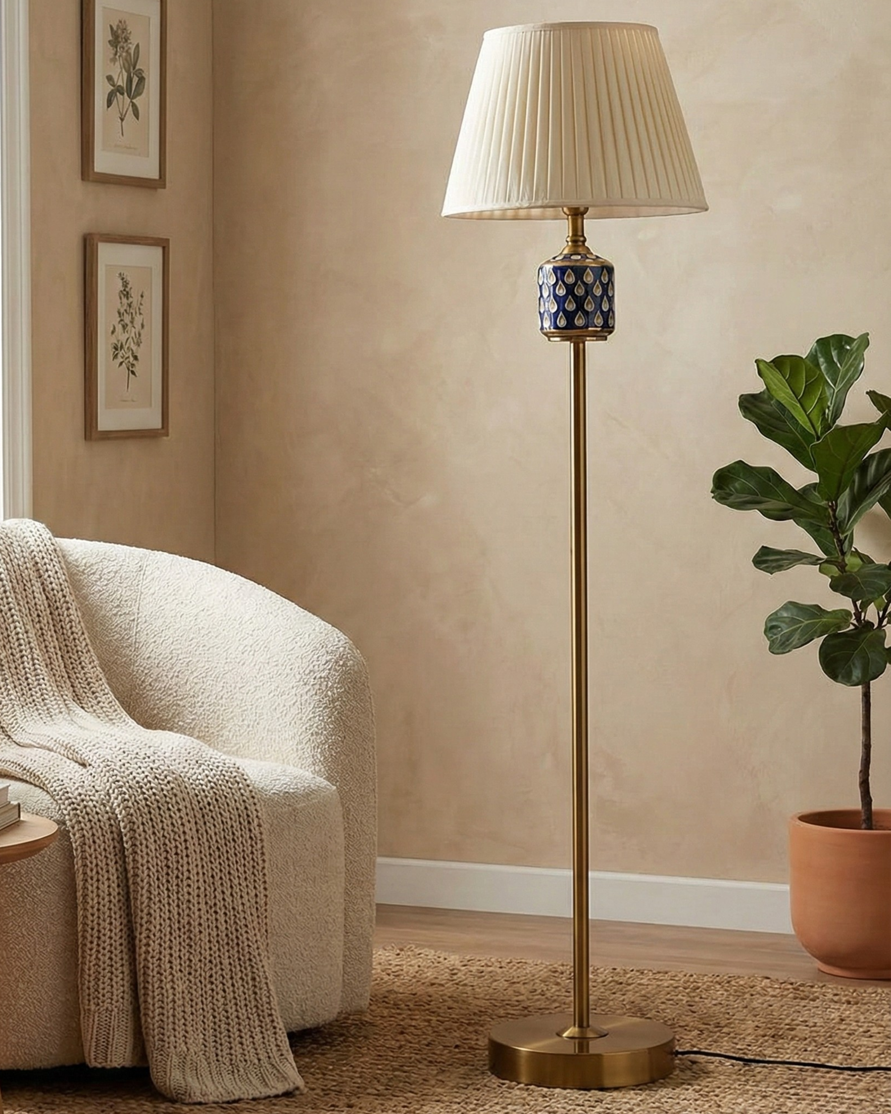 Blue Teardrop Floor Lamp 