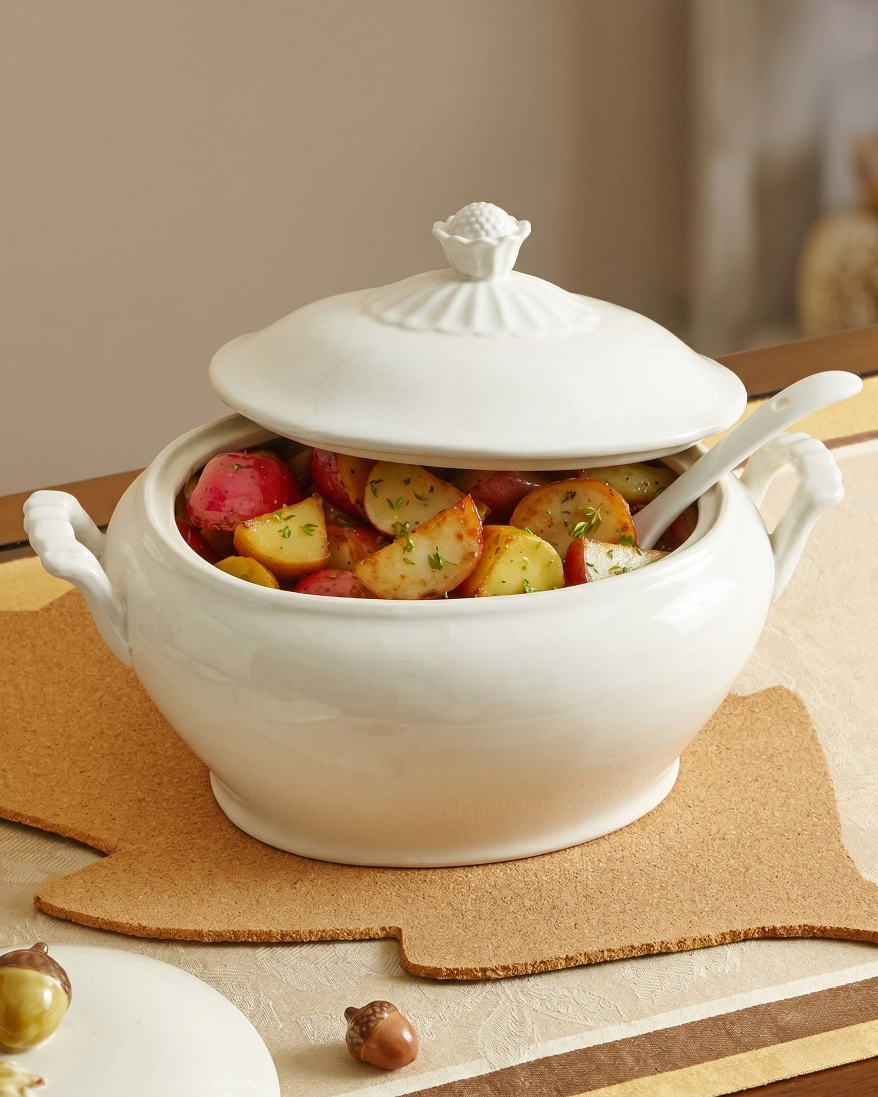 Ivory Grace Casserole with Serving Spoon 