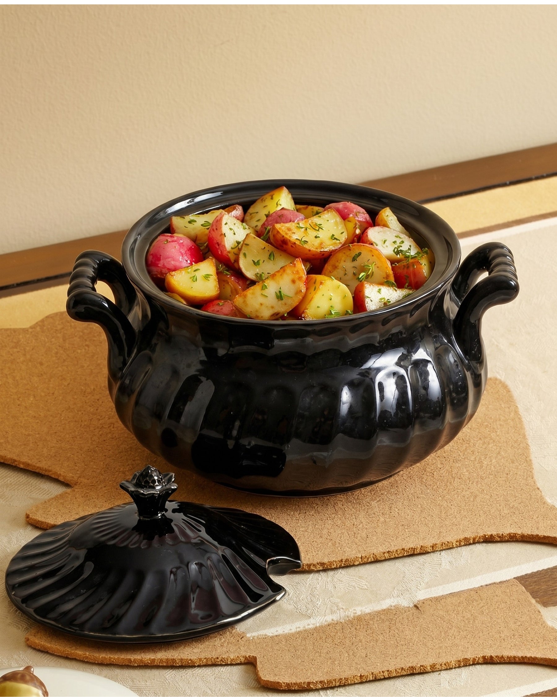 Midnight Ribbed Casserole With Lid 