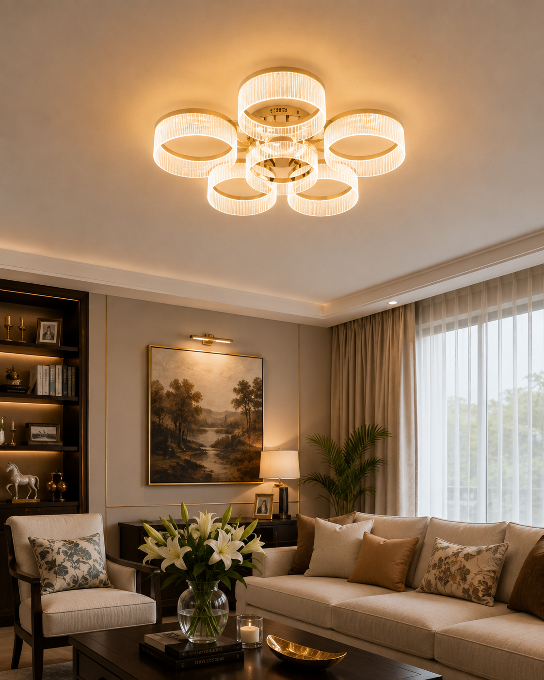 Elvara Celestial Rings Chandelier - 6 Rings 