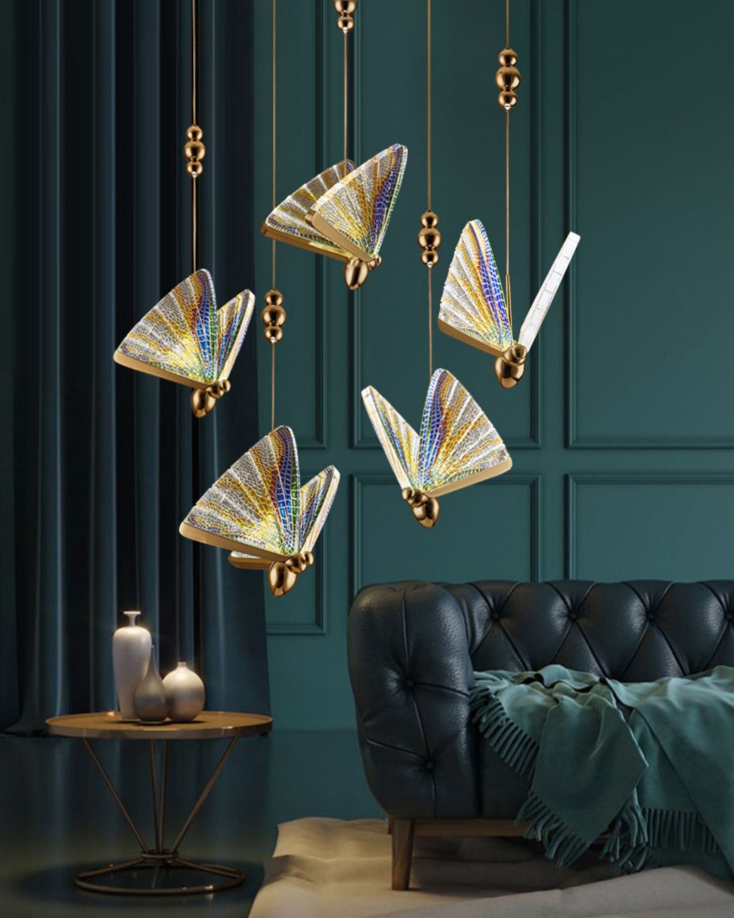 Butterfly Glass Pendant Light - Set of 5