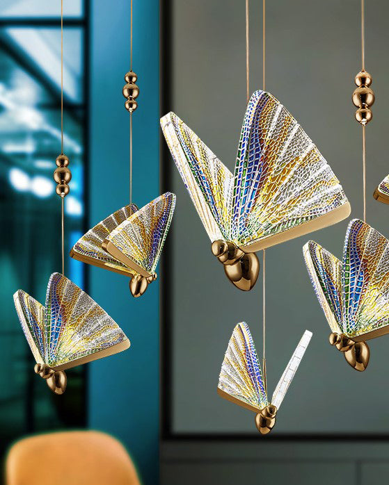Butterfly Glass Pendant Light - Set of 5