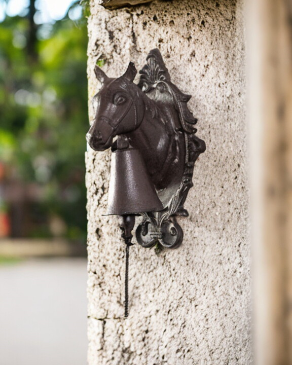 Ornate Horse - Cast Iron Wall Mounted Bell - The Decor Kart