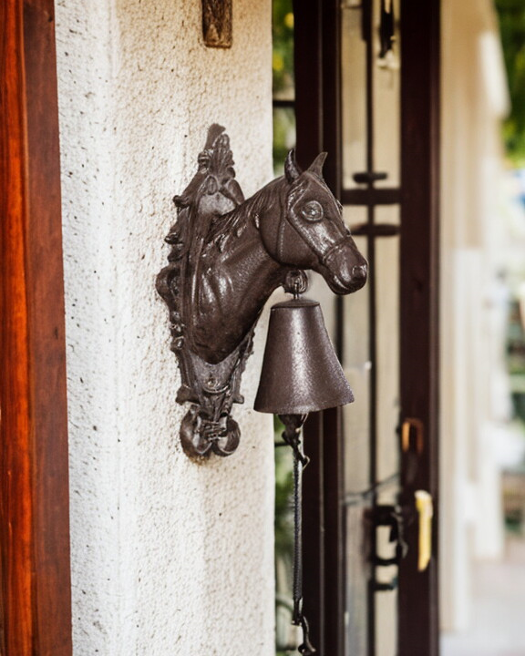 Ornate Horse - Cast Iron Wall Mounted Bell - The Decor Kart