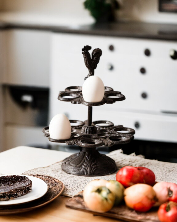 Rooster Cast Iron Egg Display - The Decor Kart