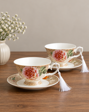 Peony Petals Tea Cup & Saucer - Set of 2