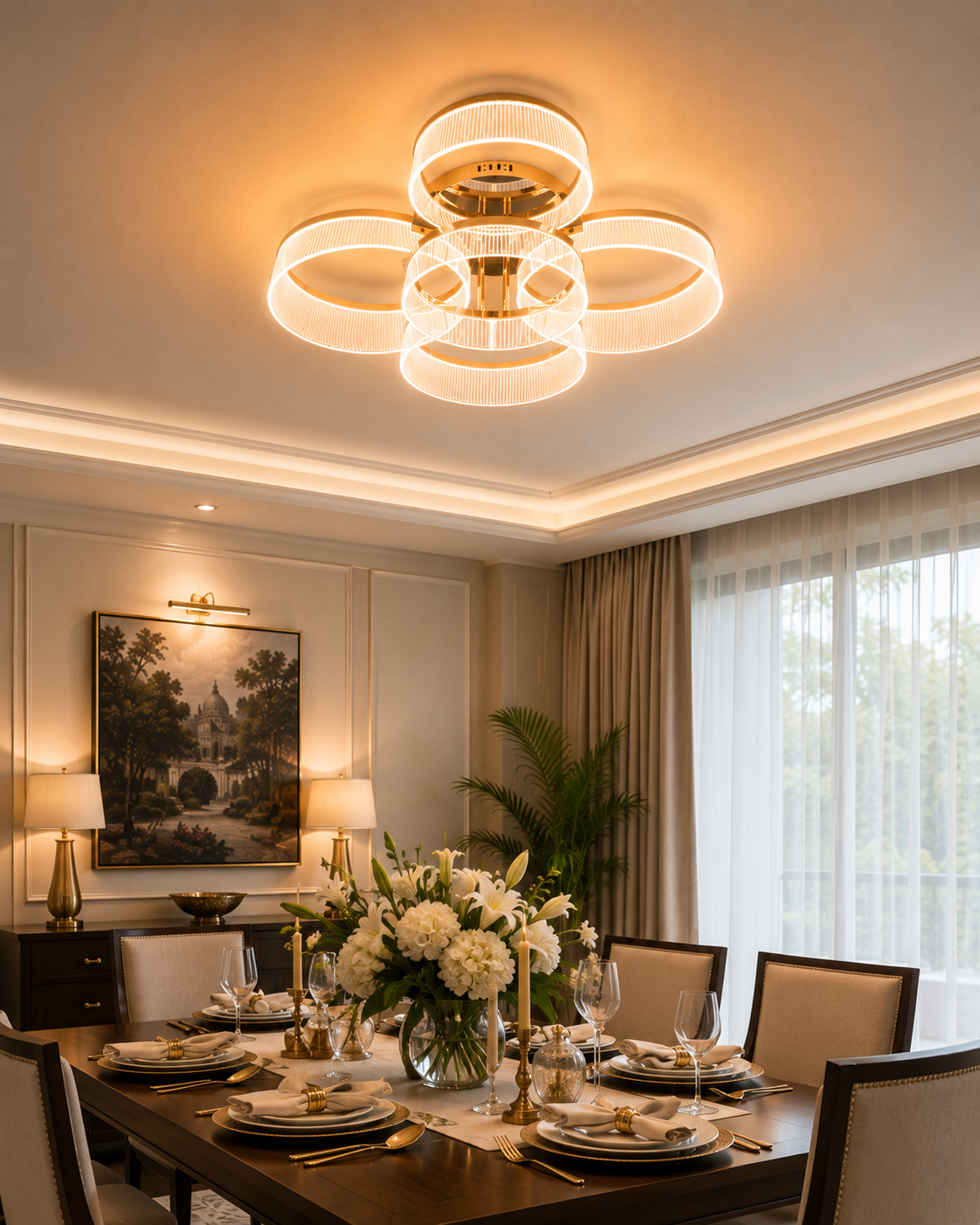 Elvara Celestial Rings Chandelier - 4 Rings 