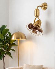 Industrial Orbit Cage Wall Mount Fan - Gold