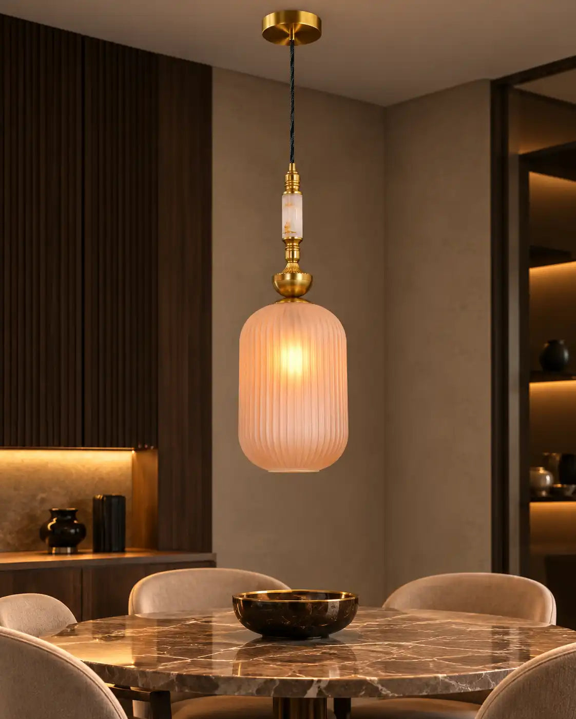 Solenne Ribbed Glass Pendant Light