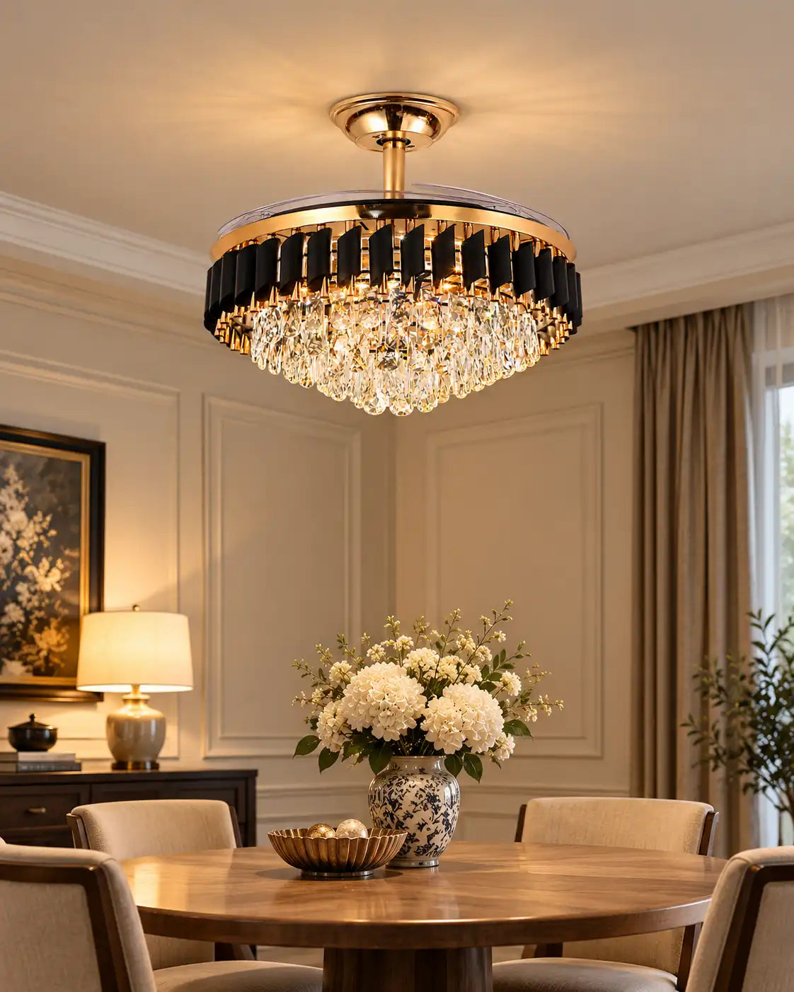 Noir Crystal Fan Chandelier