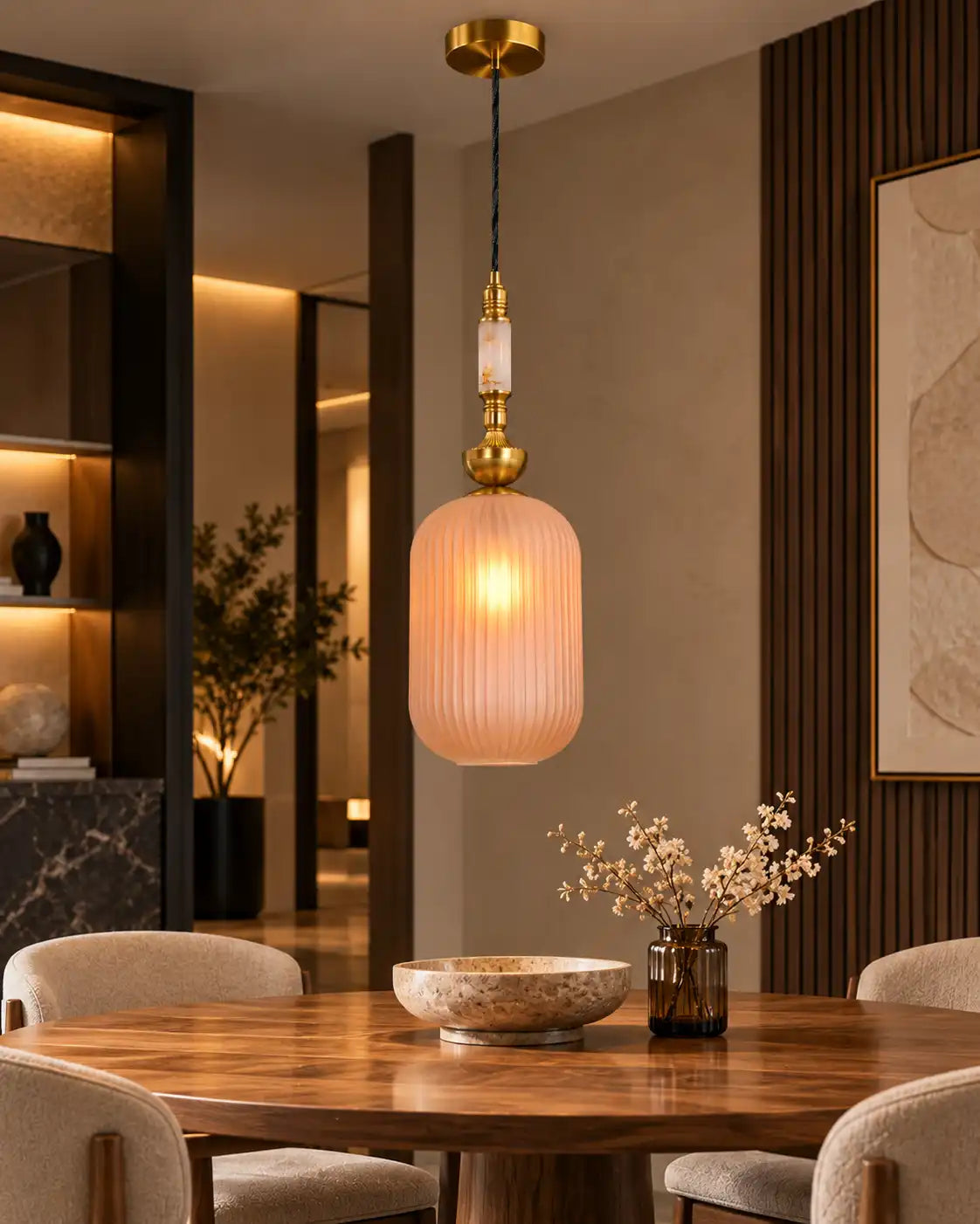 Solenne Ribbed Glass Pendant Light