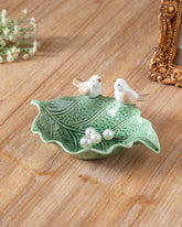 Botanical Bliss Leaf Ring Dish - Green 