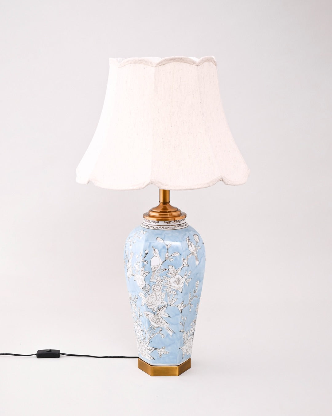 Floral Glazed Ceramic Table Lamp 