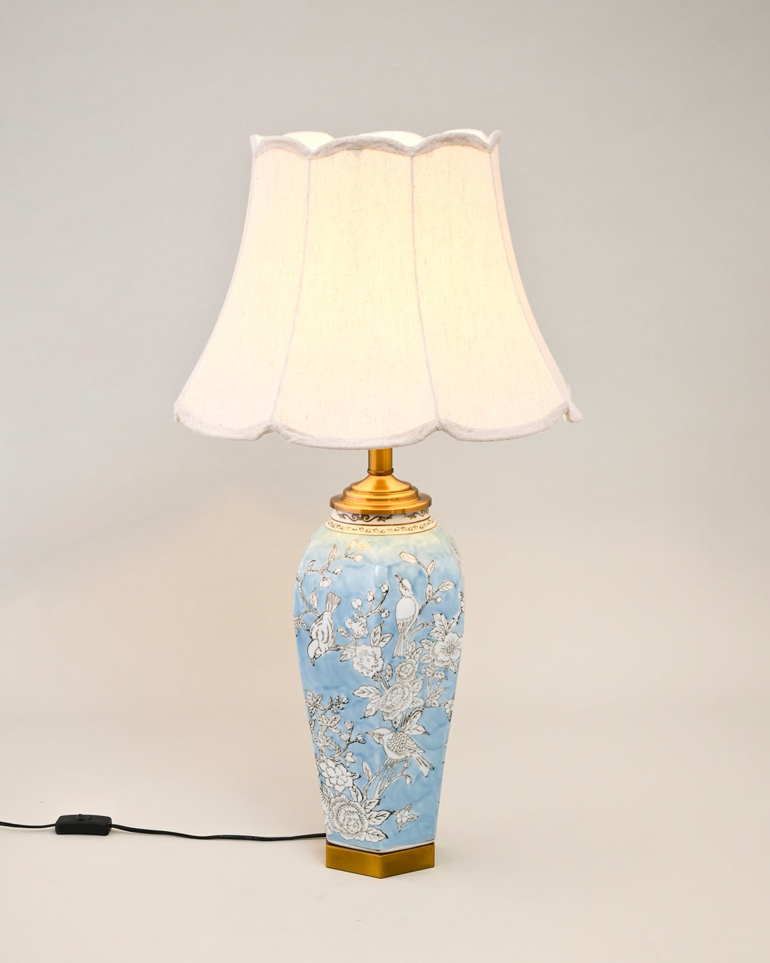 Floral Glazed Ceramic Table Lamp 
