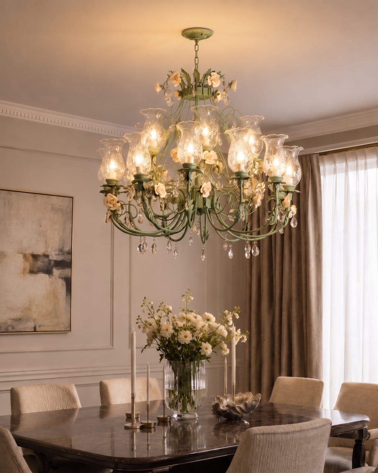 Rose Garden French Floral Chandelier 