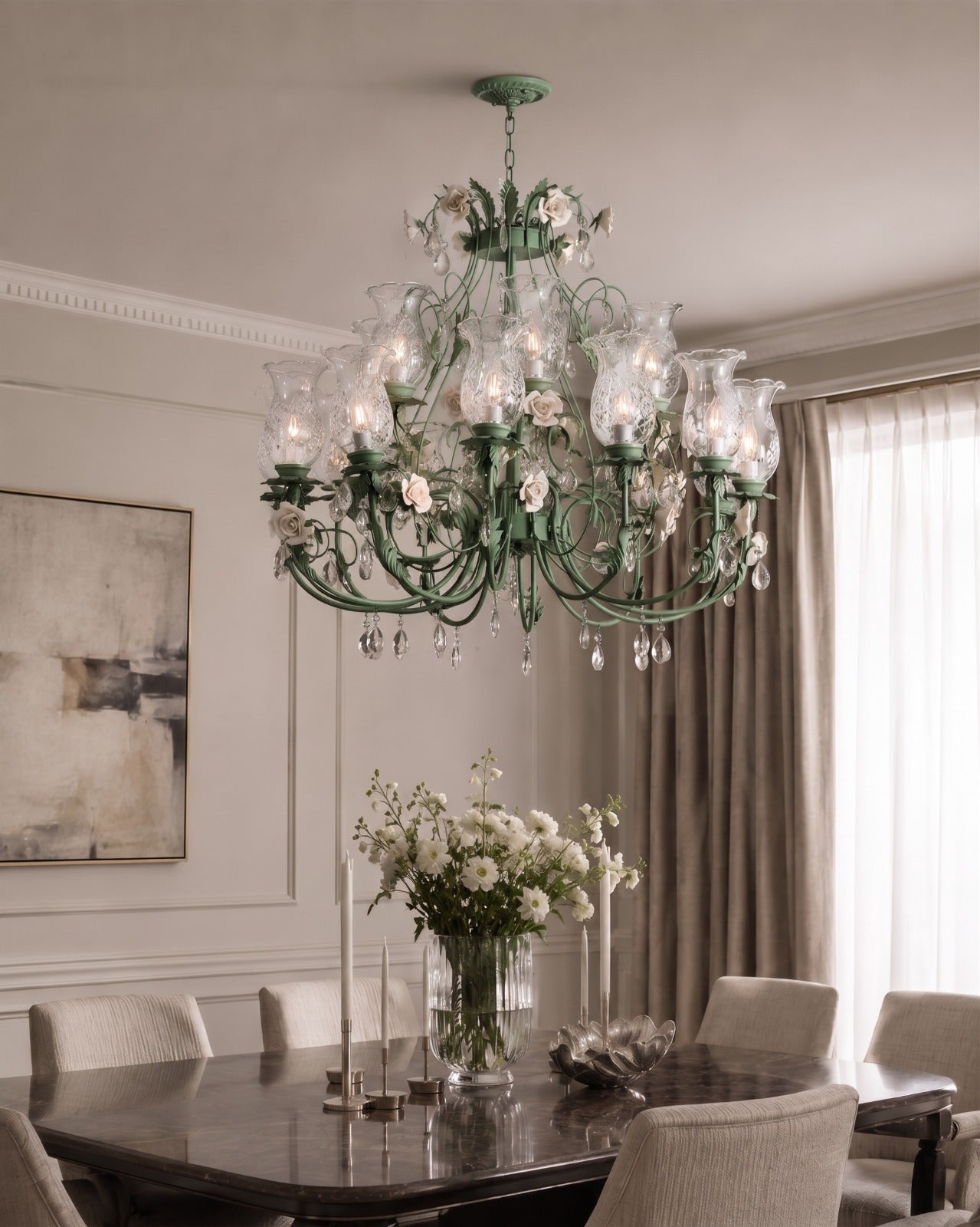 Rose Garden French Floral Chandelier 