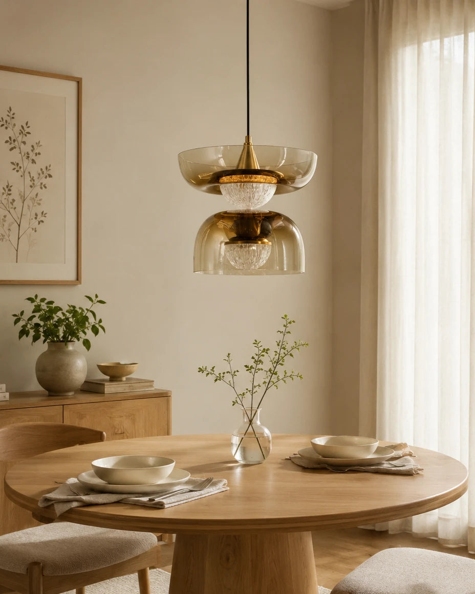 Aura Dual-Tier Smoke Glass Pendant Light