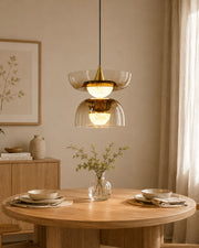 Aura Dual-Tier Smoke Glass Pendant Light