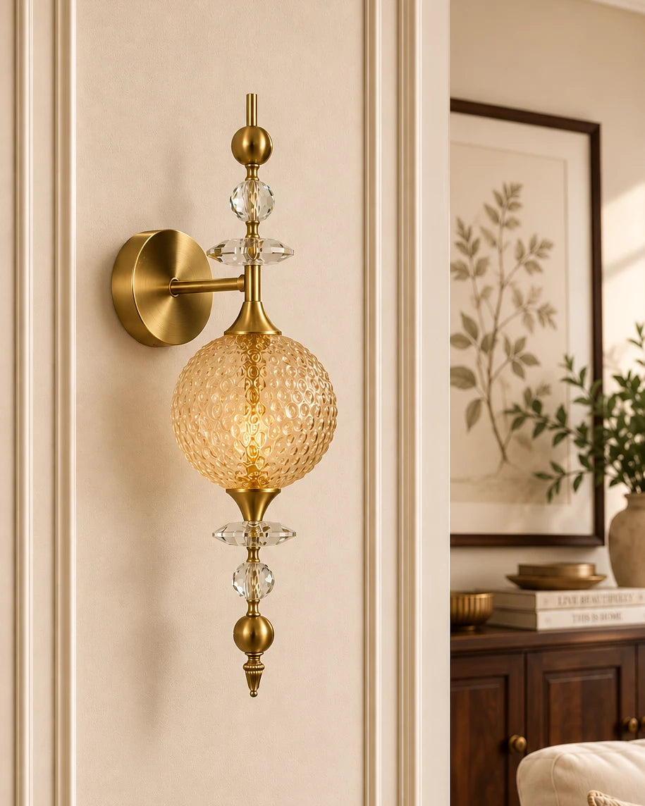 The Spindle Drop Textured Glass Wall Light - Amber