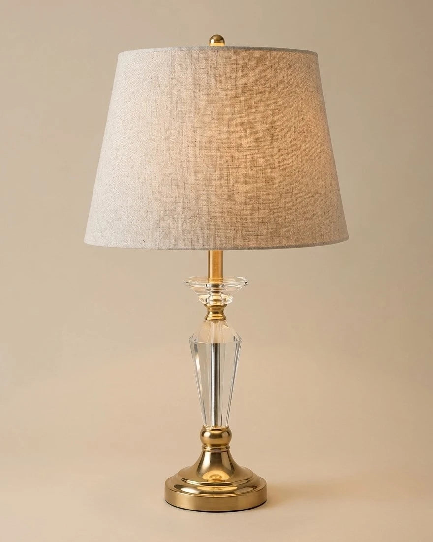 Crystal & Brass Faceted Table Lamp 