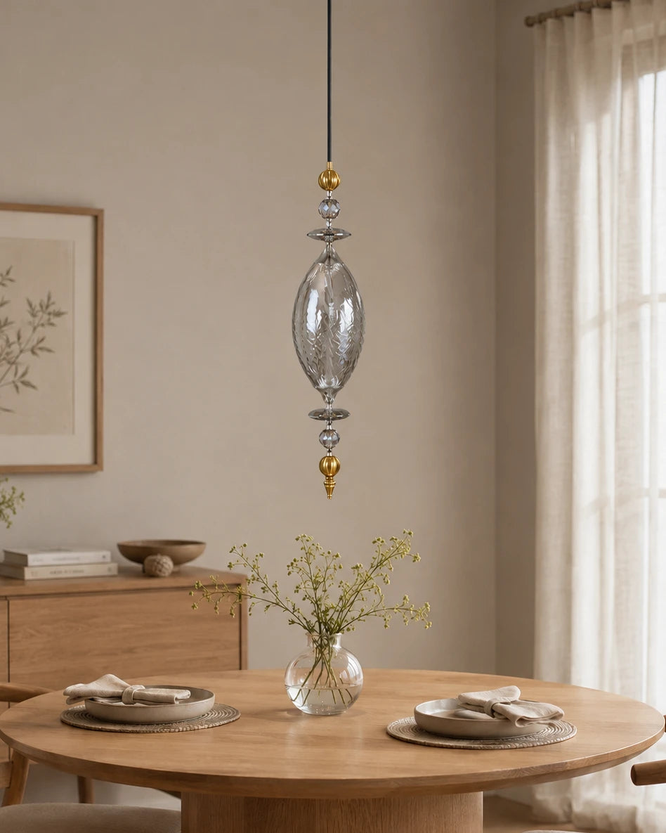 Teardrop-shaped Diffuser Pendant Light - Smoke