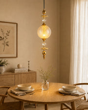 The Spindle Drop Textured Glass Pendant Light - Smoke