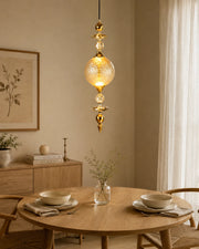 The Spindle Drop Textured Glass Pendant Light - Amber