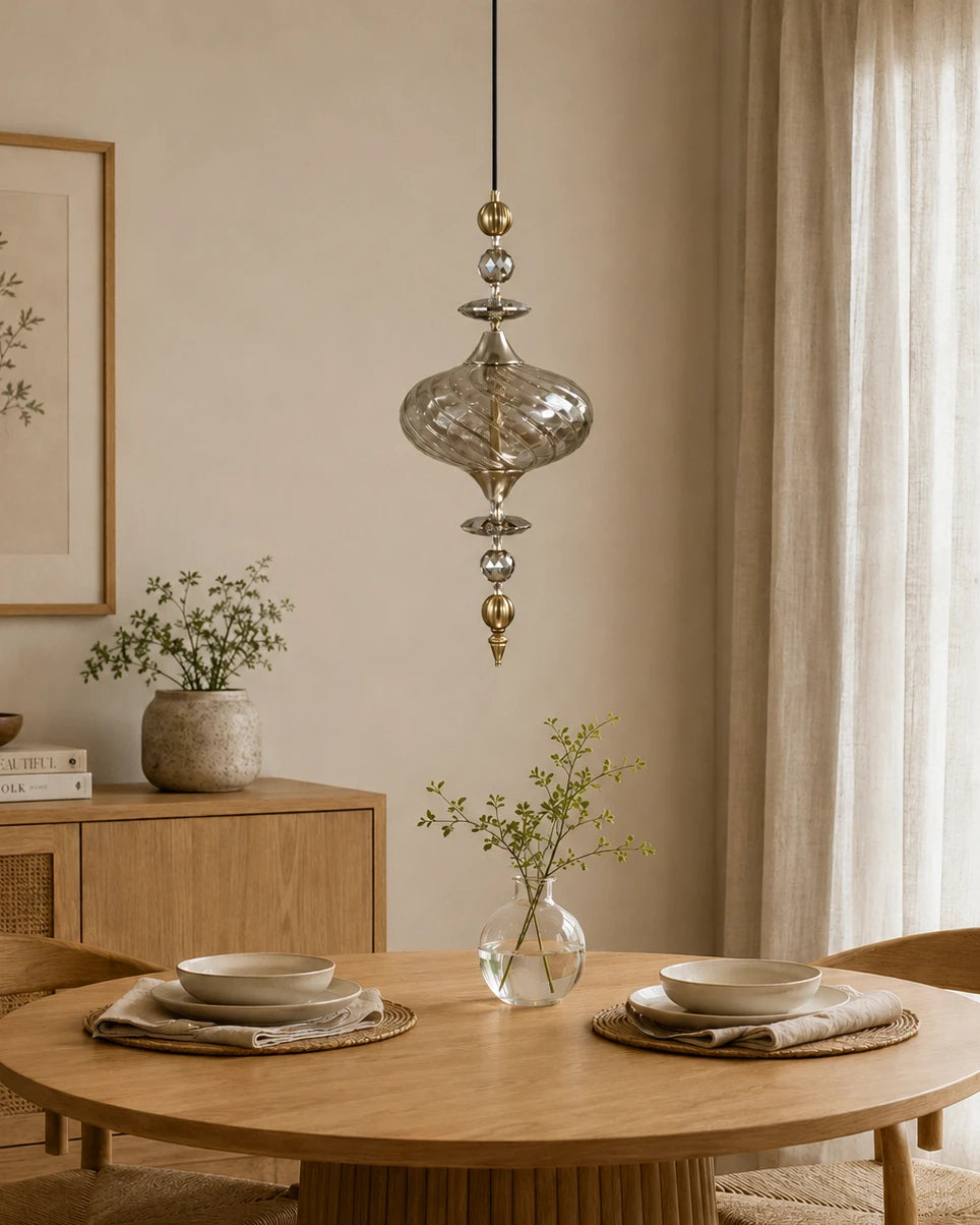 The Aalto Fluted Glass Pendant Light - Smoke