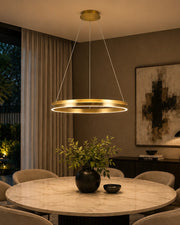 Golden Halo Sleek Ring LED Linear Chandelier - 1 Lights