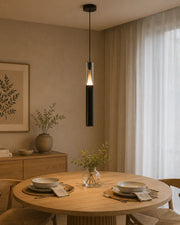 Obsidian & Glass Dual-Cylinder LED Pendant Light