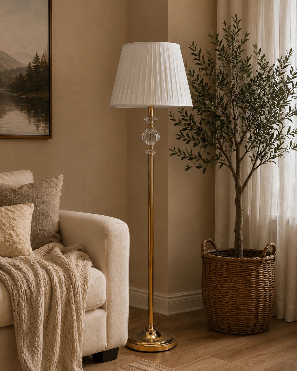 The Solstice Crystal & Brass Floor Lamp 