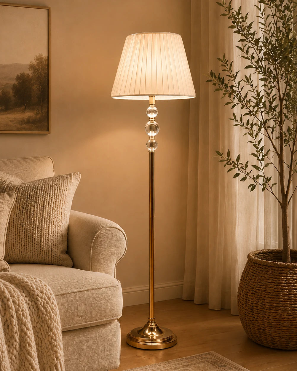 The Clarisse Stacked Crystal Floor Lamp 