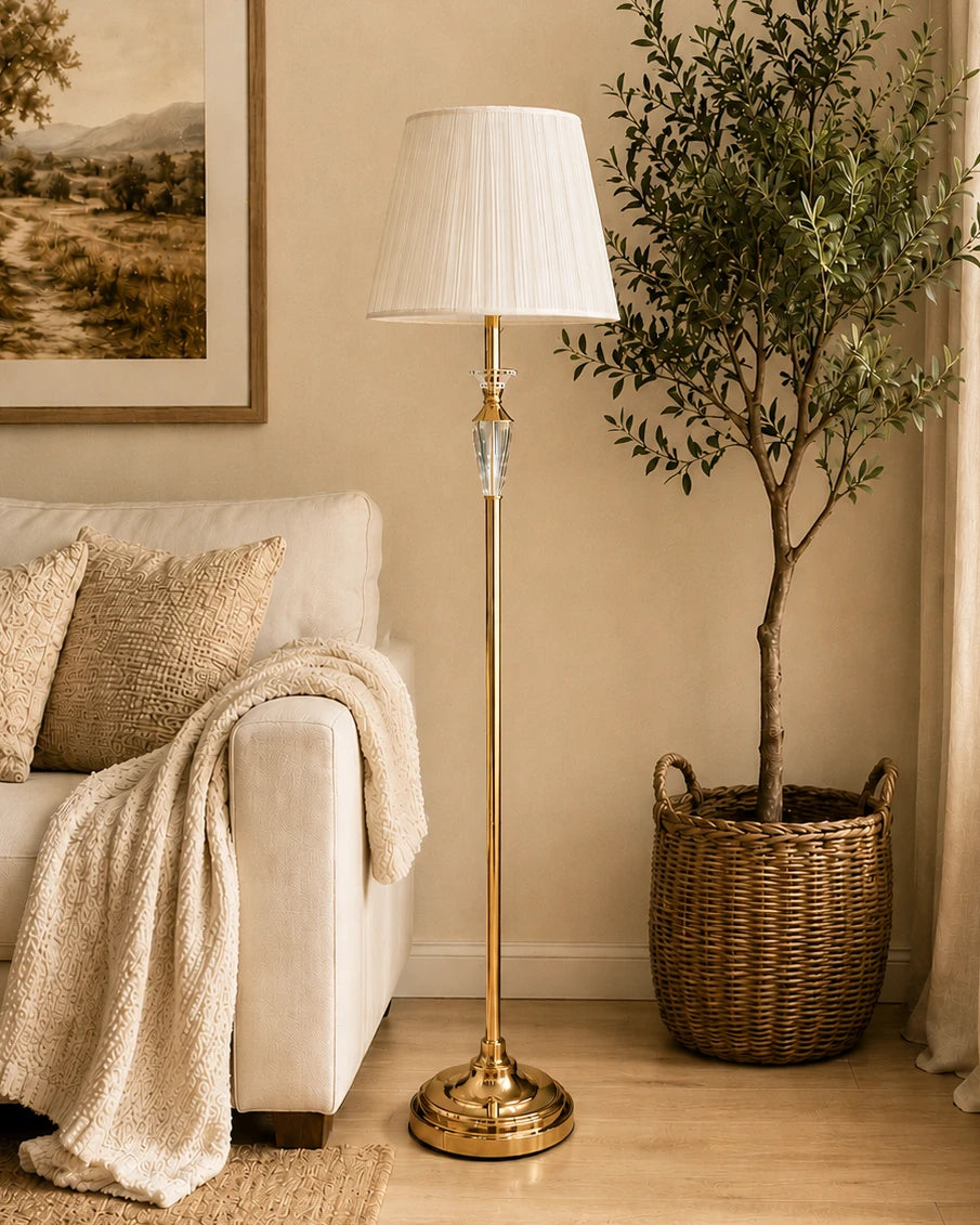 The Aurelia Brass & Crystal-Drop Floor Lamp