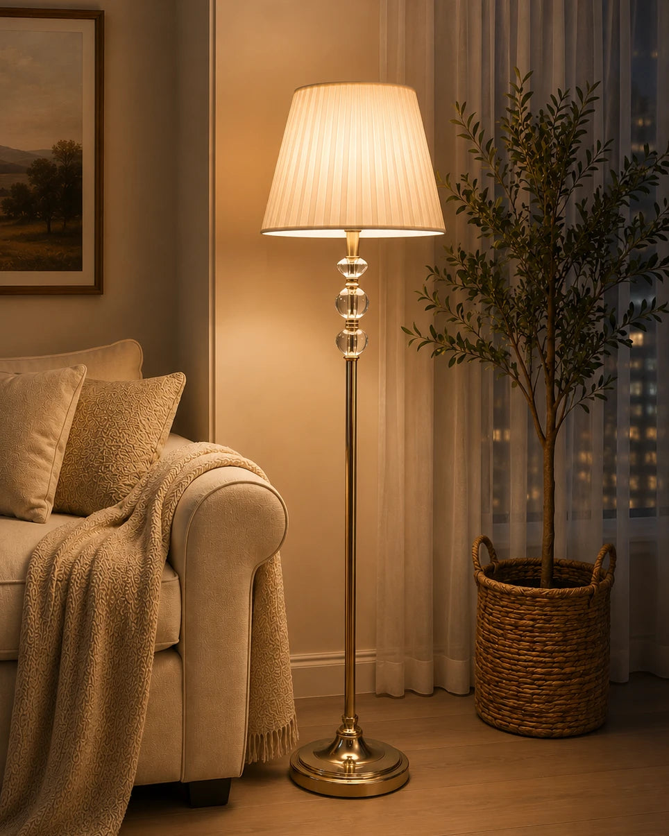 The Sovereign Crystal & Brass Floor Lamp 