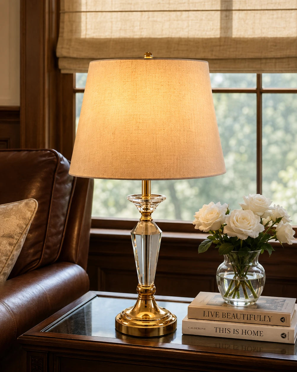 Crystal & Brass Faceted Table Lamp