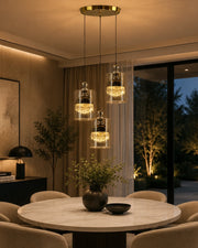 Cylindrical 3-Light Cascading Pendant Light - Smoke