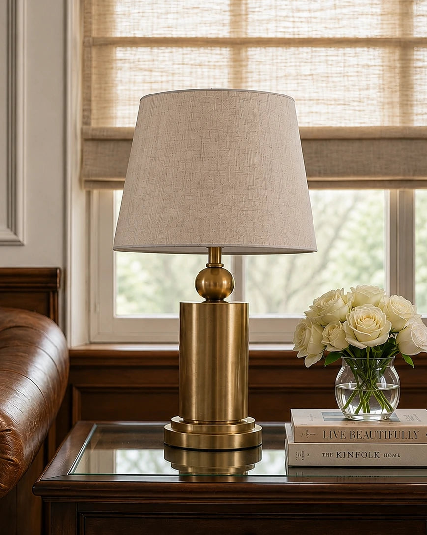 Brushed Brass Cylinder Table Lamp 