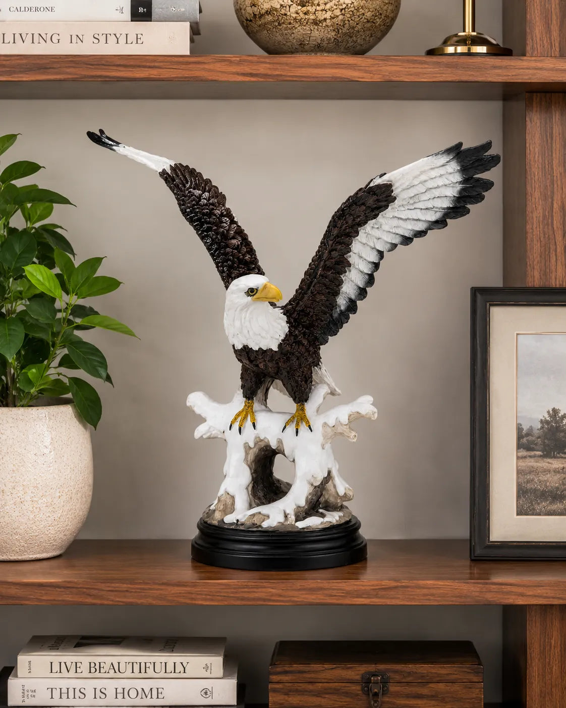 Winter Perch Decorative Eagle Figurine