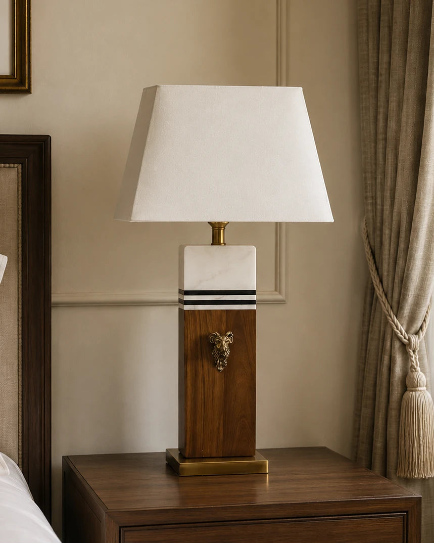 Marble And Wood Stripe Table Lamp 