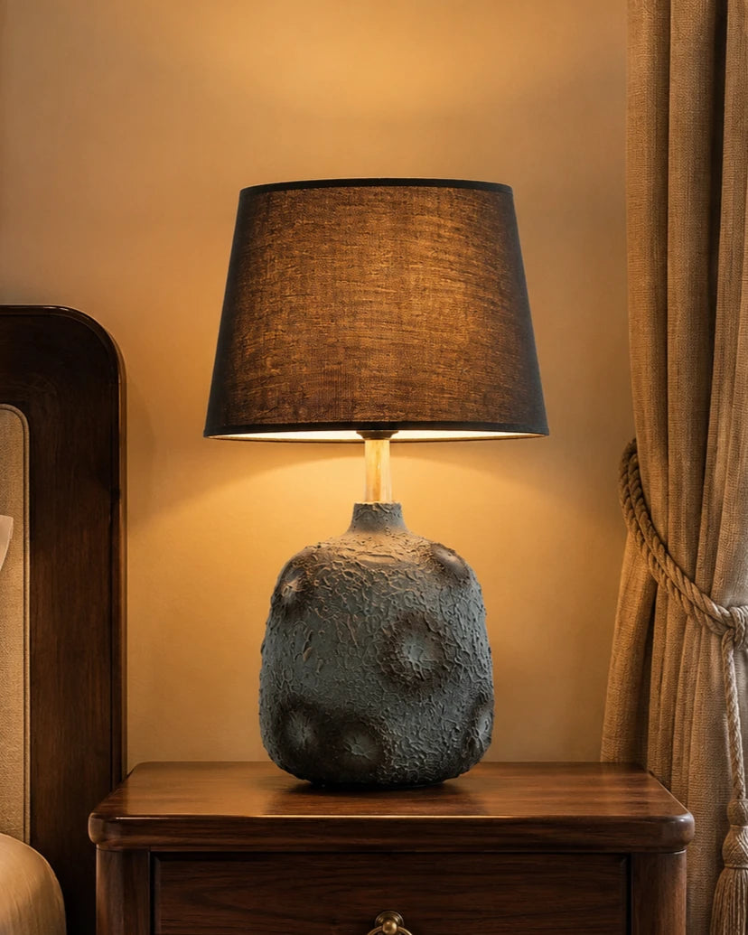 Antique Black Ceramic Table Lamp 