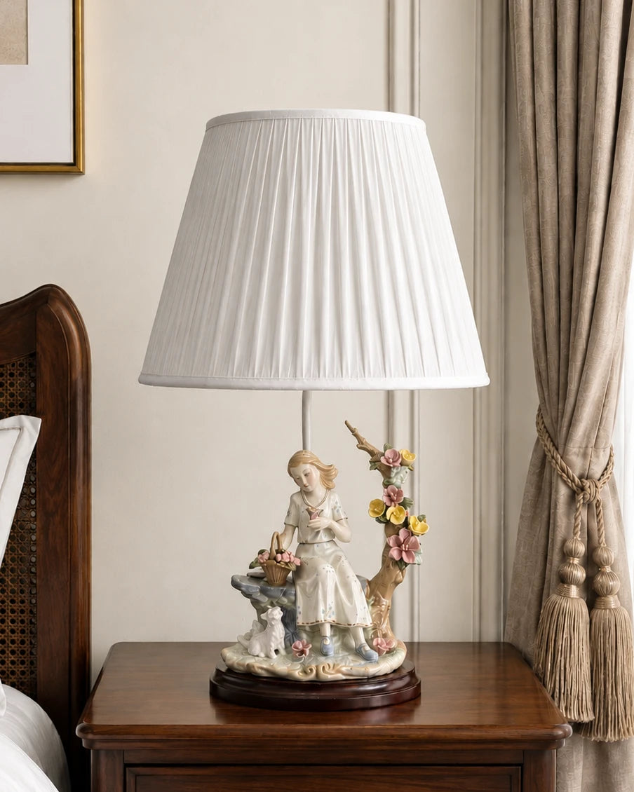 Springtime Reverie Lady Figurine Lamp 