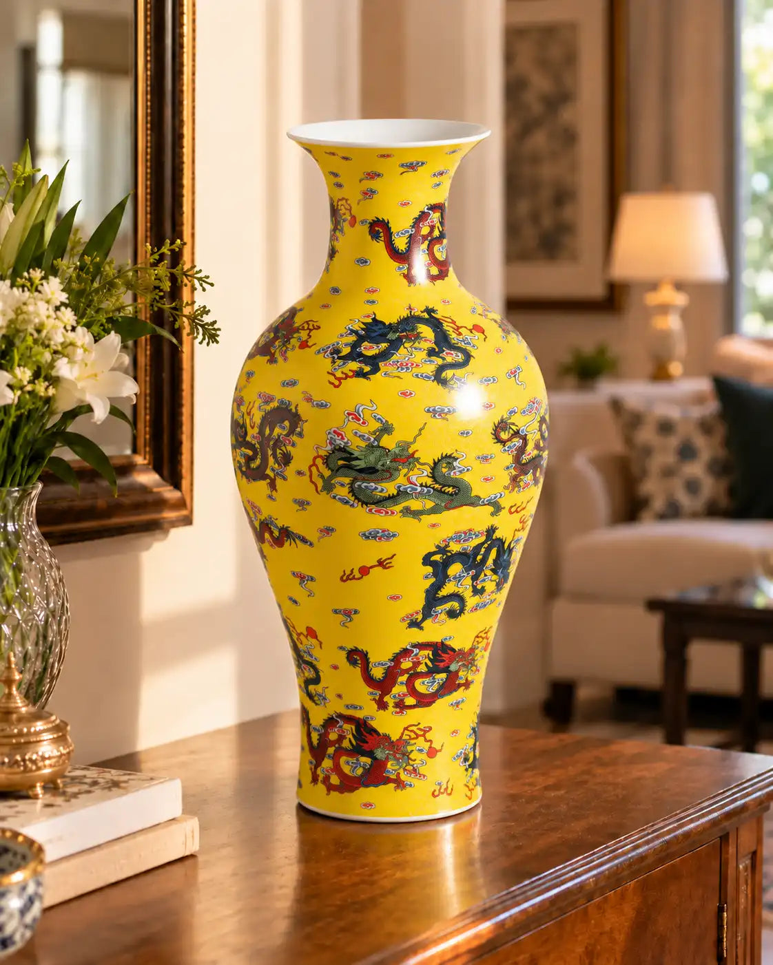 Imperial Yellow Dragon Decorative Vase