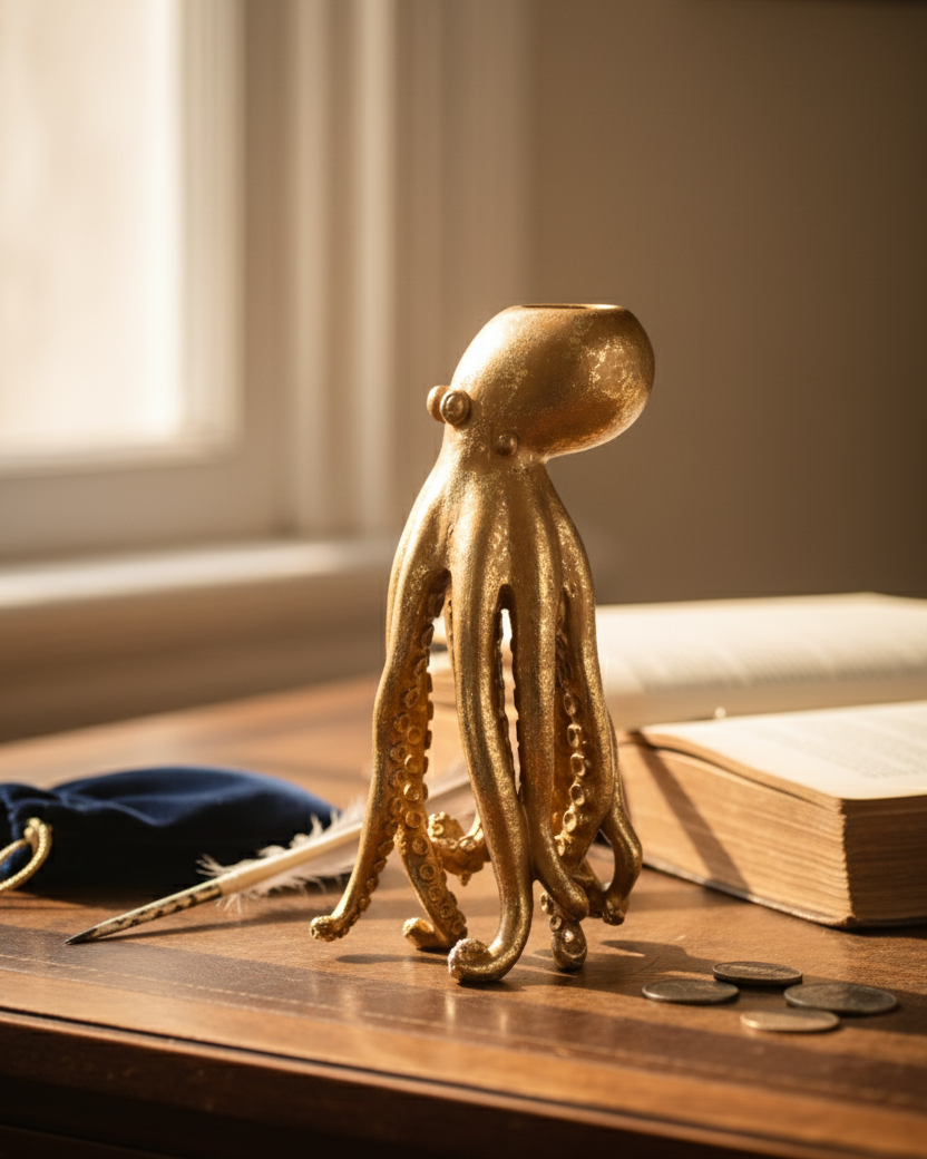 Golden Octopus Candle Stand 