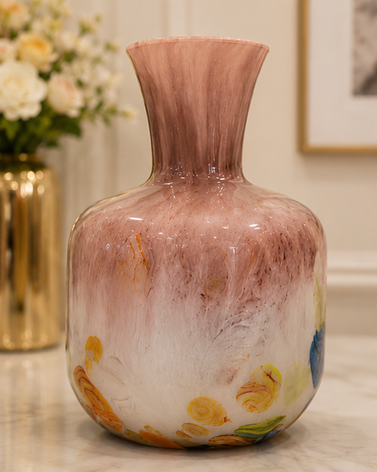 Blush Bloom Art Glass Vase 